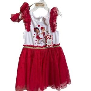 Tommy Bahama 2 Piece Girl’s Red and White Valentine’s Dress Size 5/Headband NWT